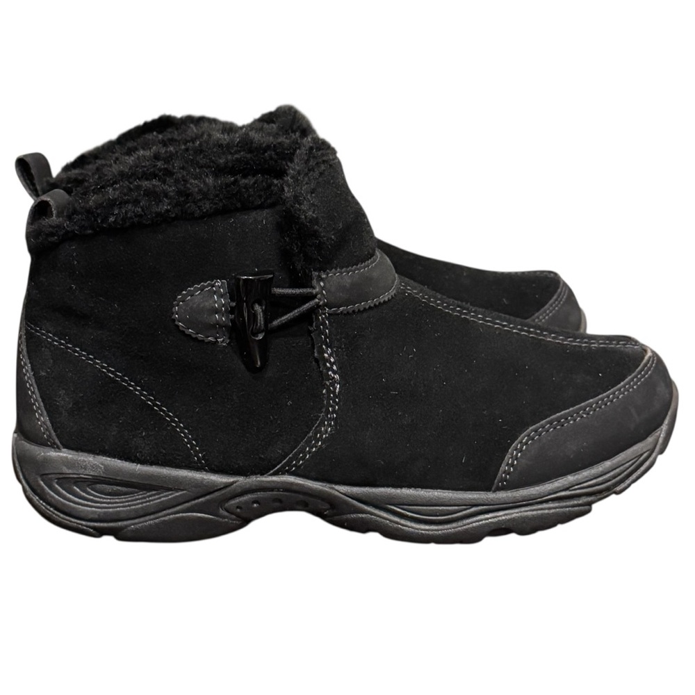 Easy spirit explore 24 endura black suede faux fur lined winter booties boots 8